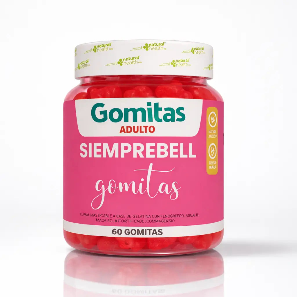 Favorece el crecimiento de tu cabello, uñas, limpia tu rostro, alivia cólicos menstruales y ayuda a aumentar tus glúteos, busto piernas y caderas con las gomitas BBL con fenogreco de SIEMPREBELL (x60)