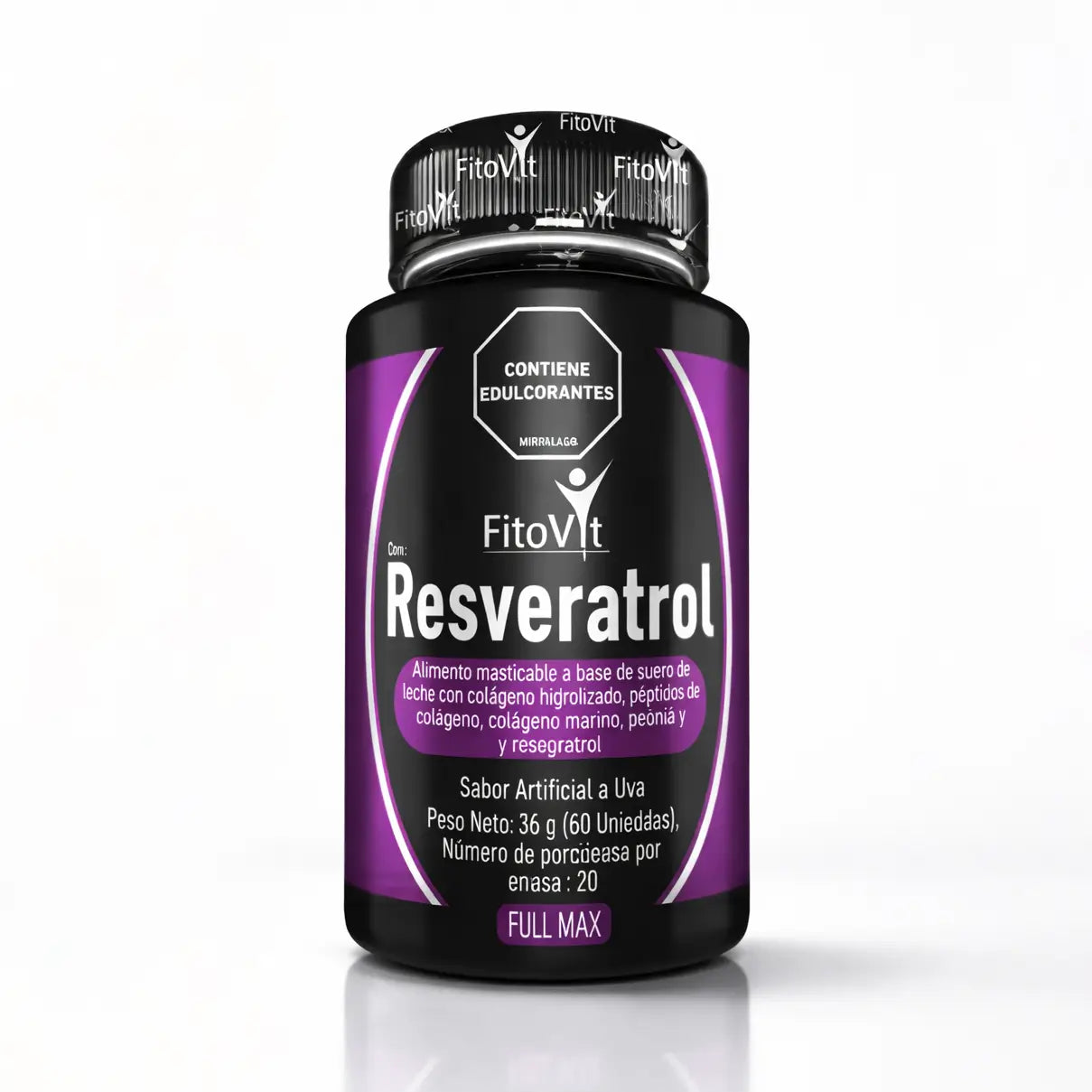 Retrasa el envejecimiento, cuida tu piel, fortalece tu salud cardiovascular con las pastillas masticables Resveratrol de Fitovit (x60)